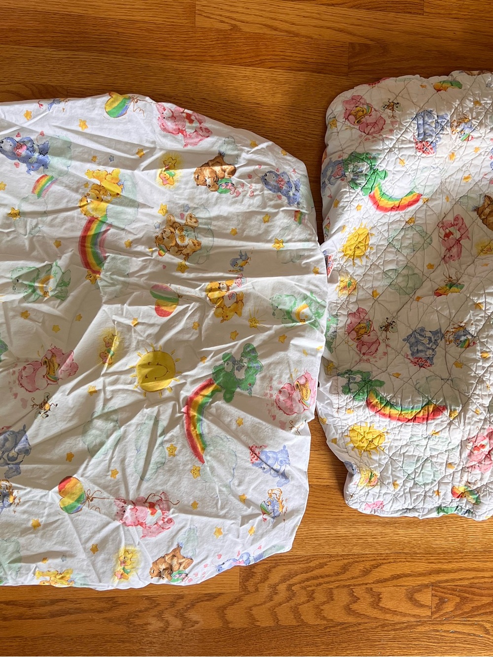 Land Of Nod Rainbow Care Bears Kids Bedding Set - White with Multicolor Prints